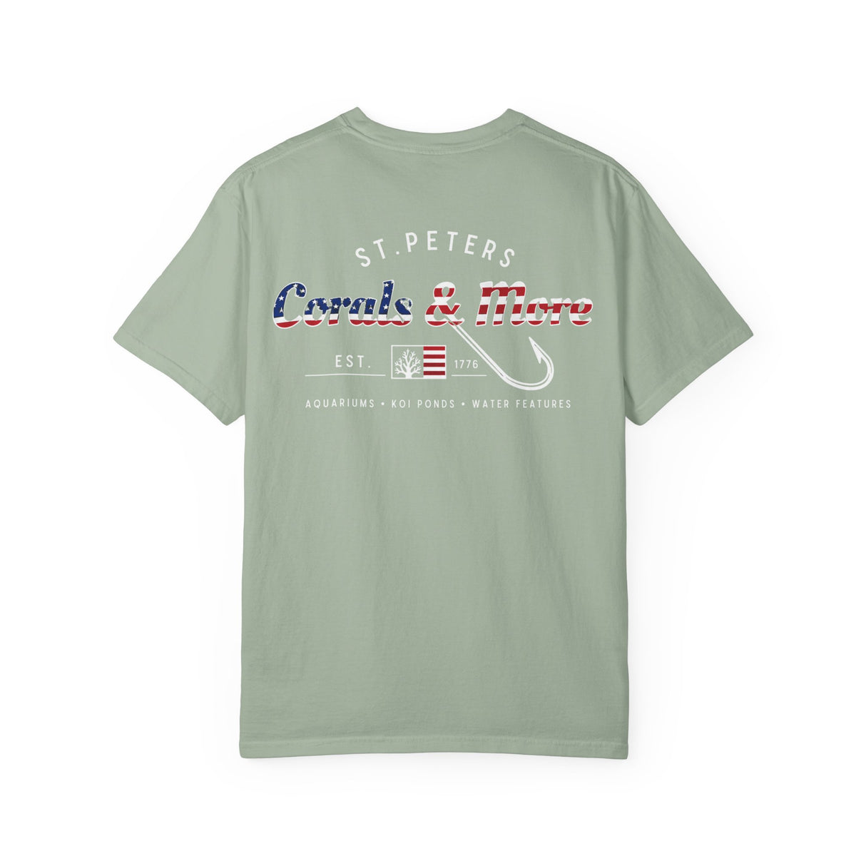 T-Shirt — 'Corals & More' American Flag Script Tee