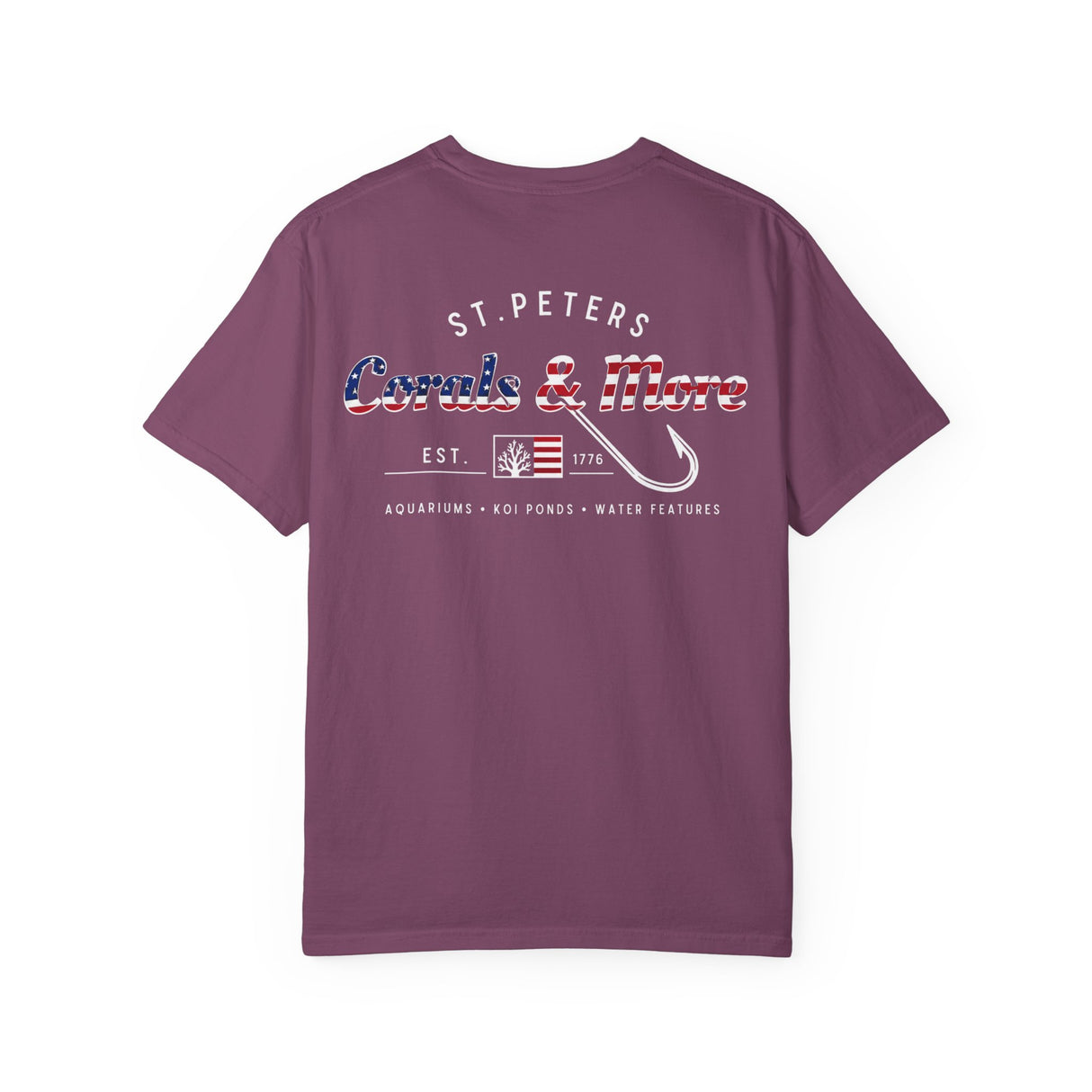 T-Shirt — 'Corals & More' American Flag Script Tee
