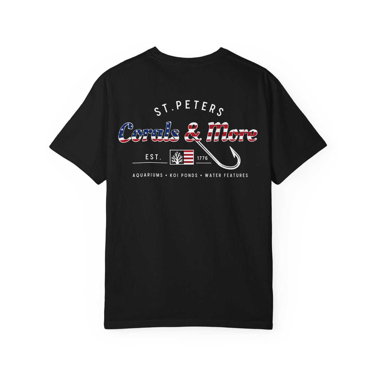 T-Shirt — 'Corals & More' American Flag Script Tee
