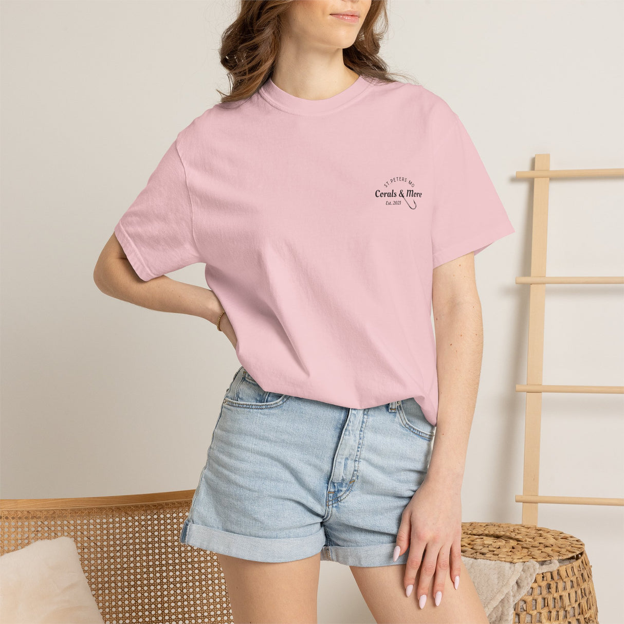 T-Shirt — 'Corals & More' American Flag Script Tee