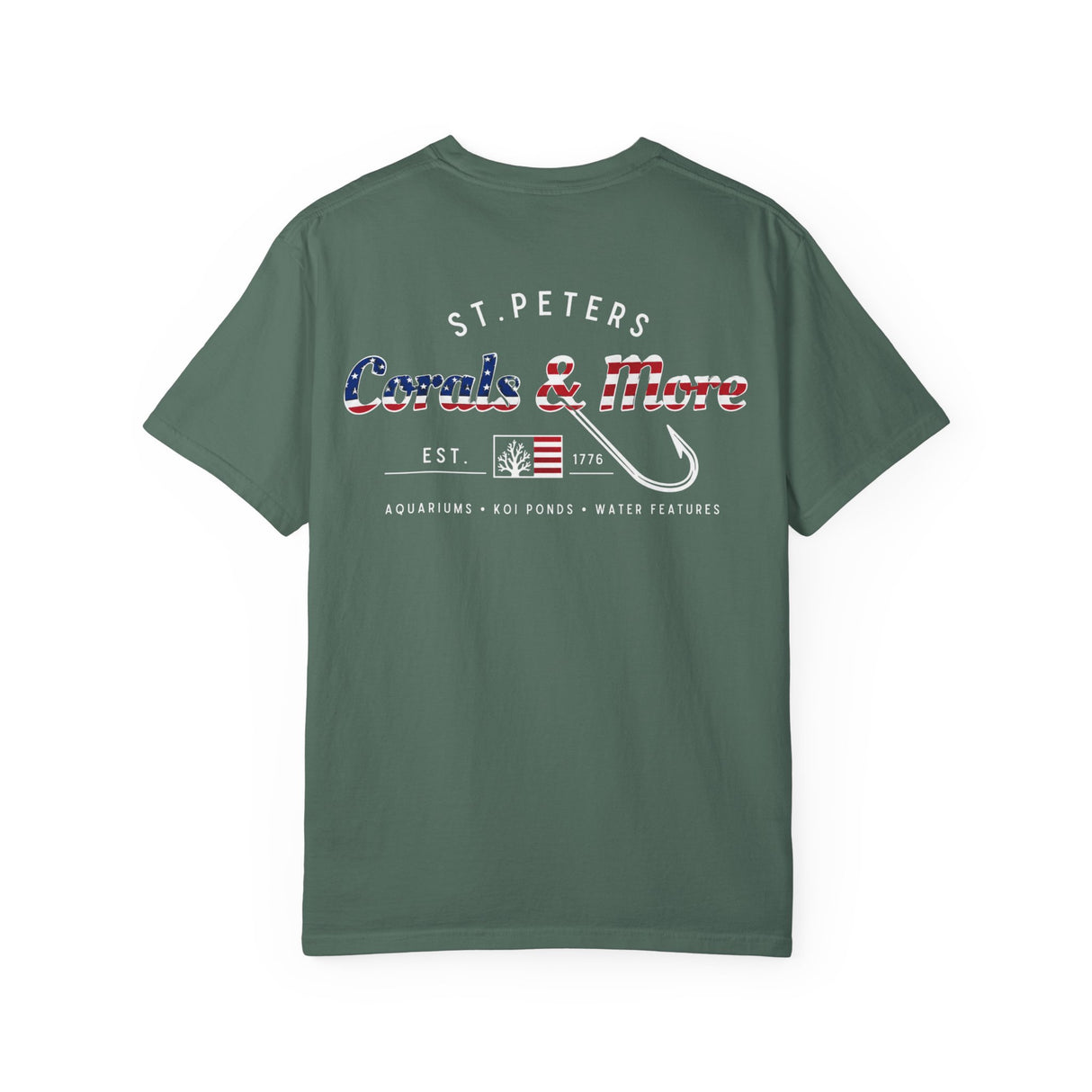 T-Shirt — 'Corals & More' American Flag Script Tee