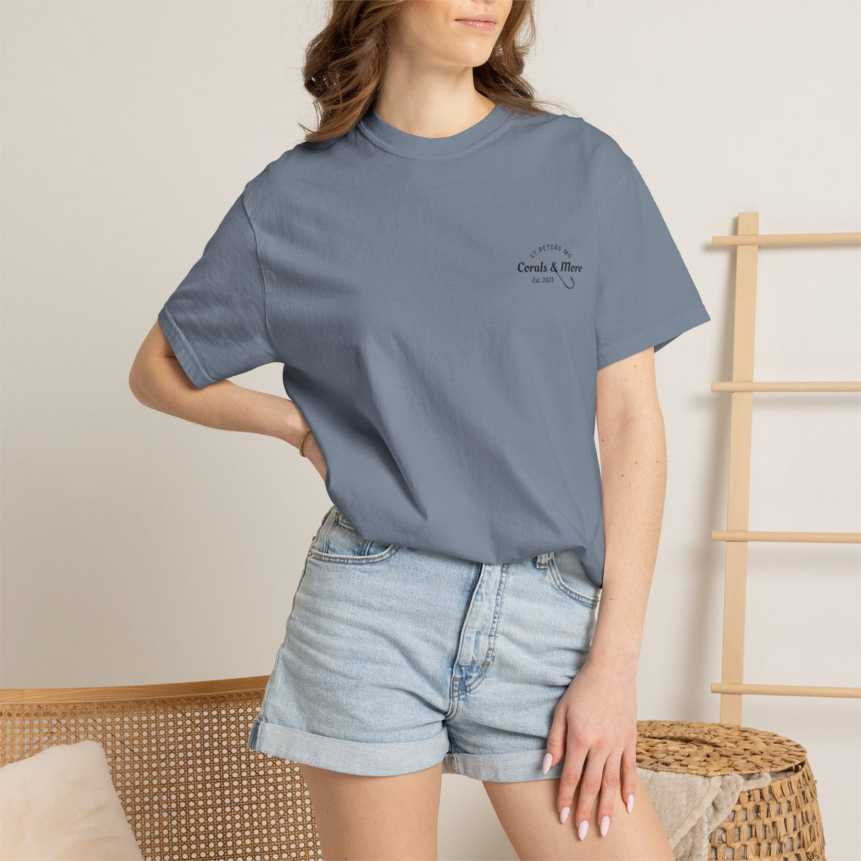 T-Shirt — 'Corals & More' American Flag Script Tee