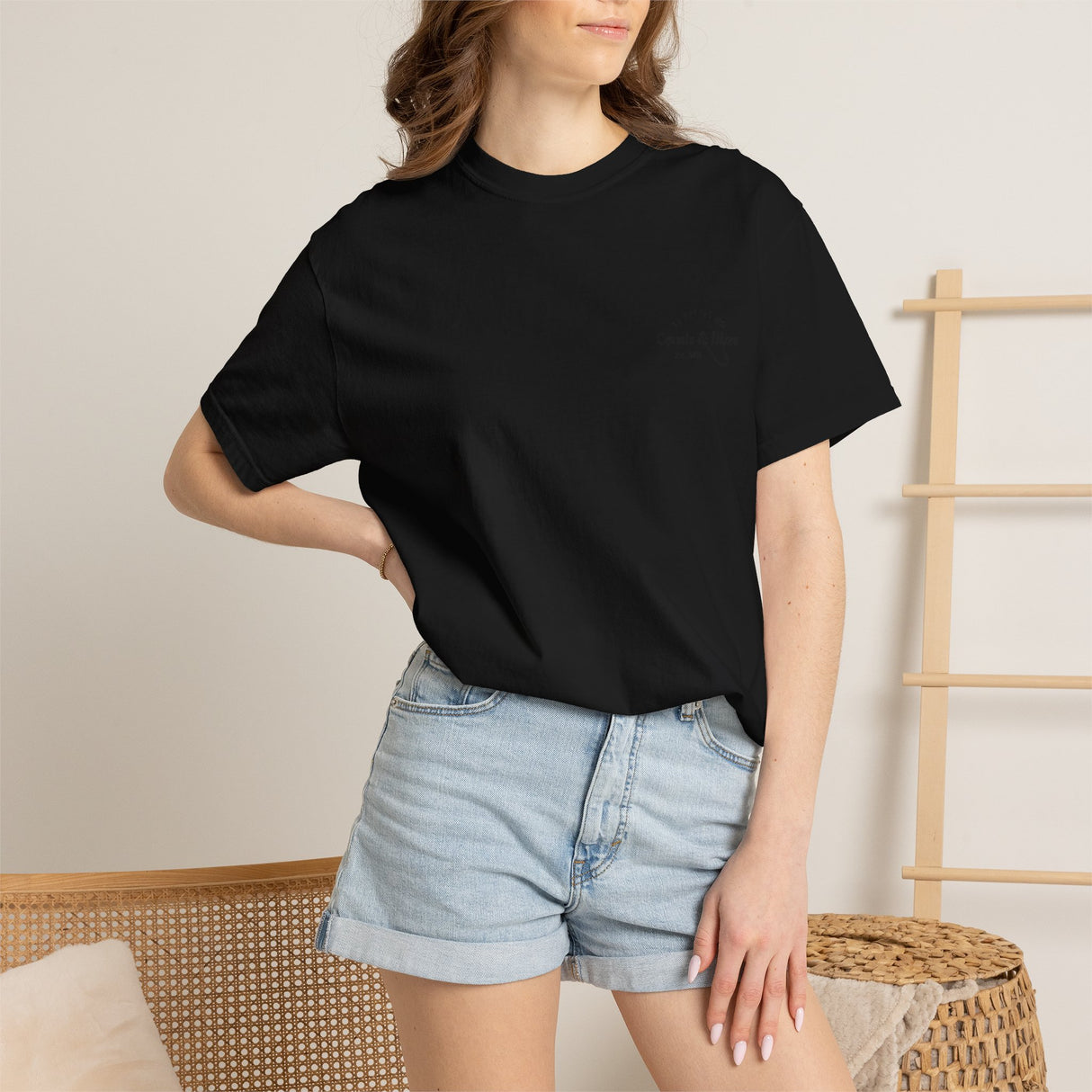 T-Shirt — 'Corals & More' American Flag Script Tee