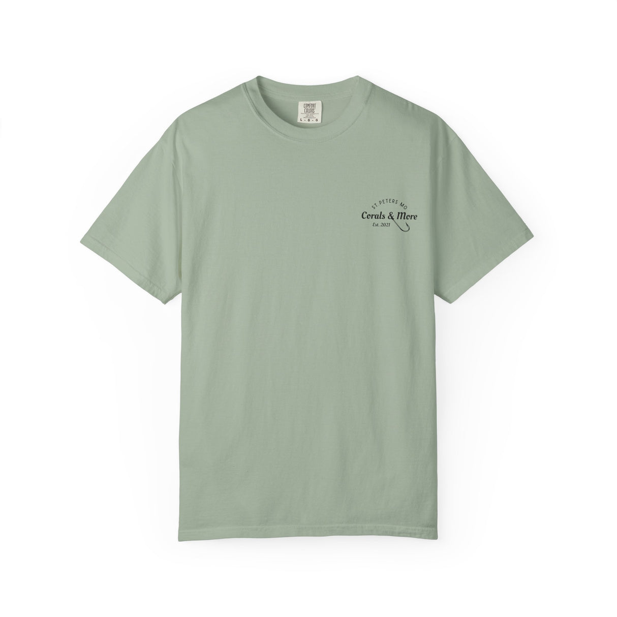 T-Shirt — 'Corals & More' American Flag Script Tee