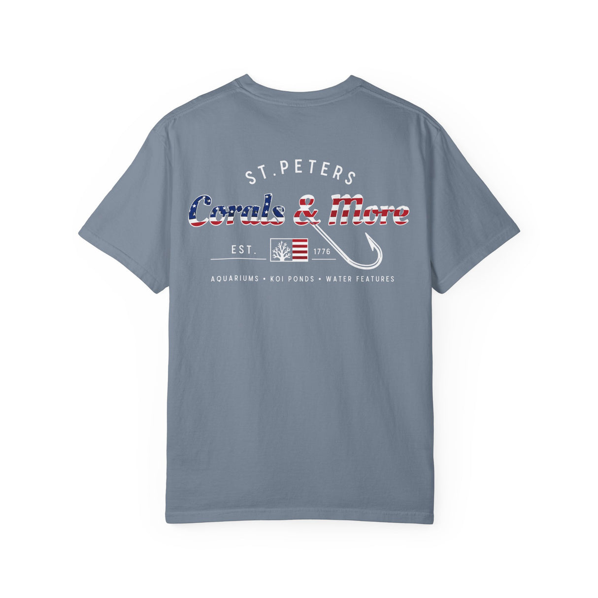 T-Shirt — 'Corals & More' American Flag Script Tee