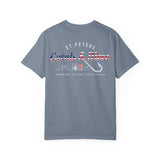 T-Shirt — 'Corals & More' American Flag Script Tee