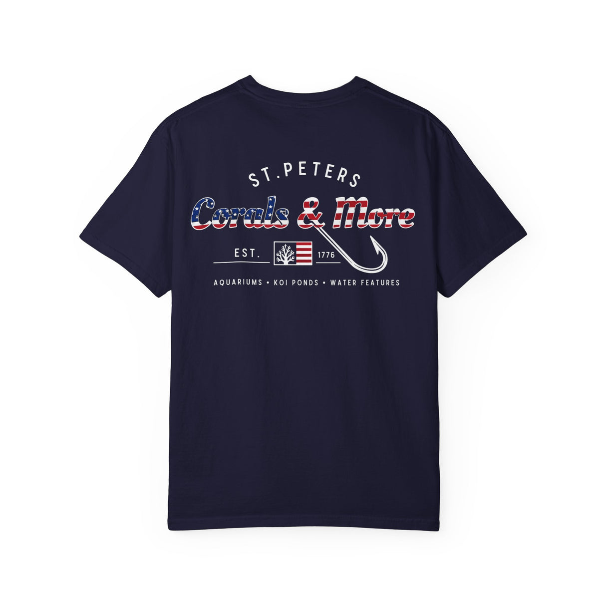 T-Shirt — 'Corals & More' American Flag Script Tee