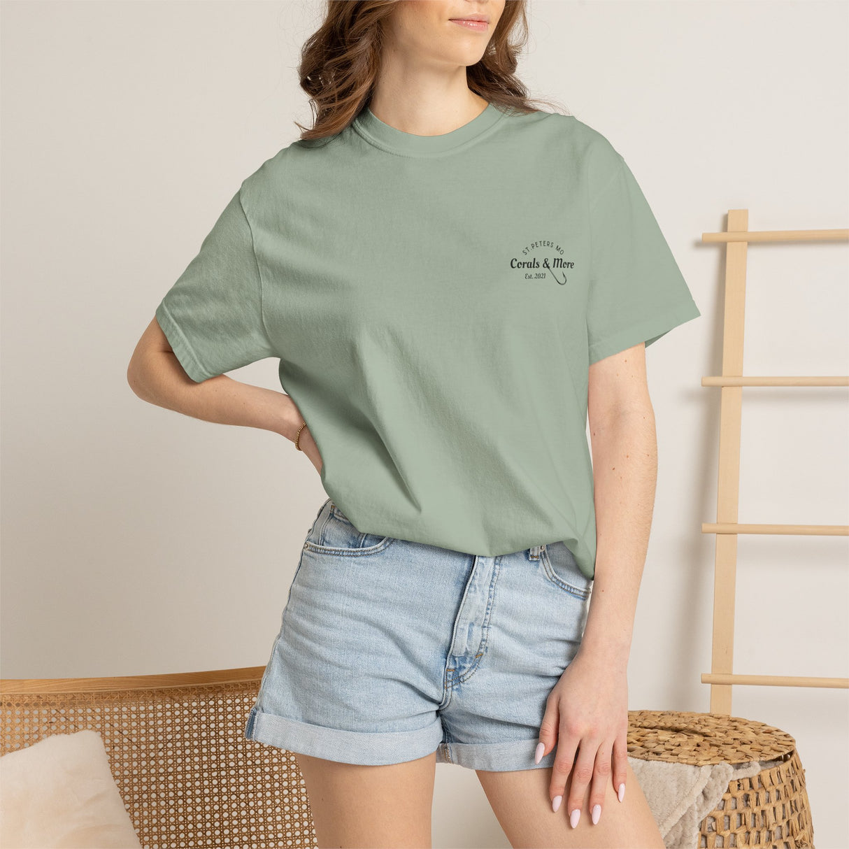 T-Shirt — 'Corals & More' American Flag Script Tee