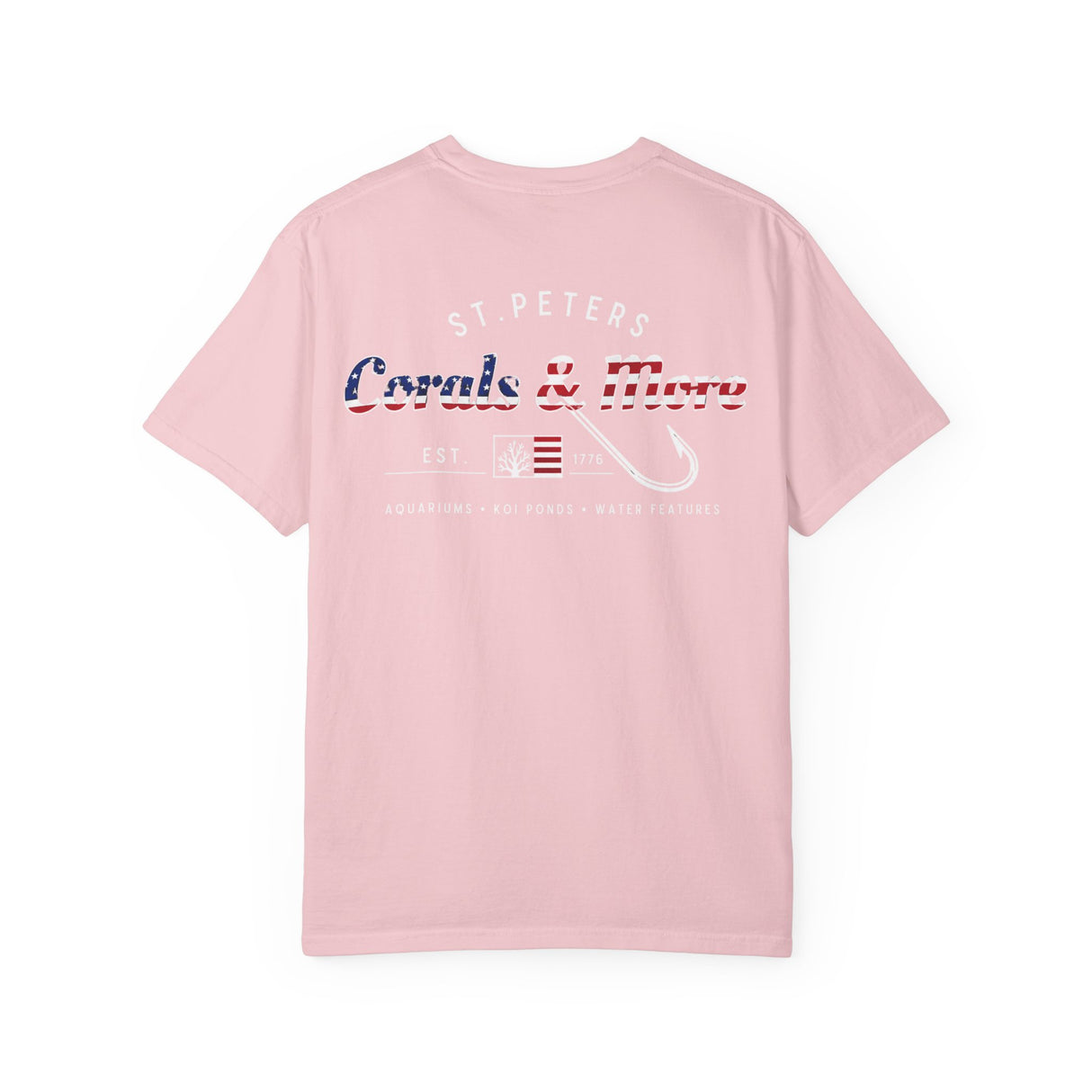 T-Shirt — 'Corals & More' American Flag Script Tee