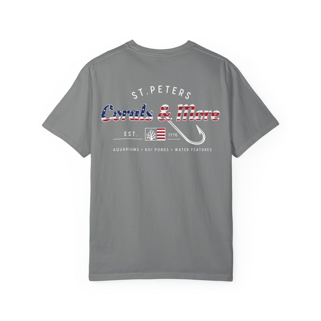 T-Shirt — 'Corals & More' American Flag Script Tee