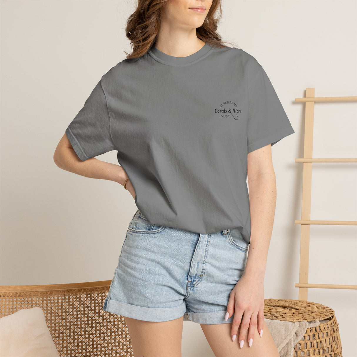 T-Shirt — 'Corals & More' American Flag Script Tee