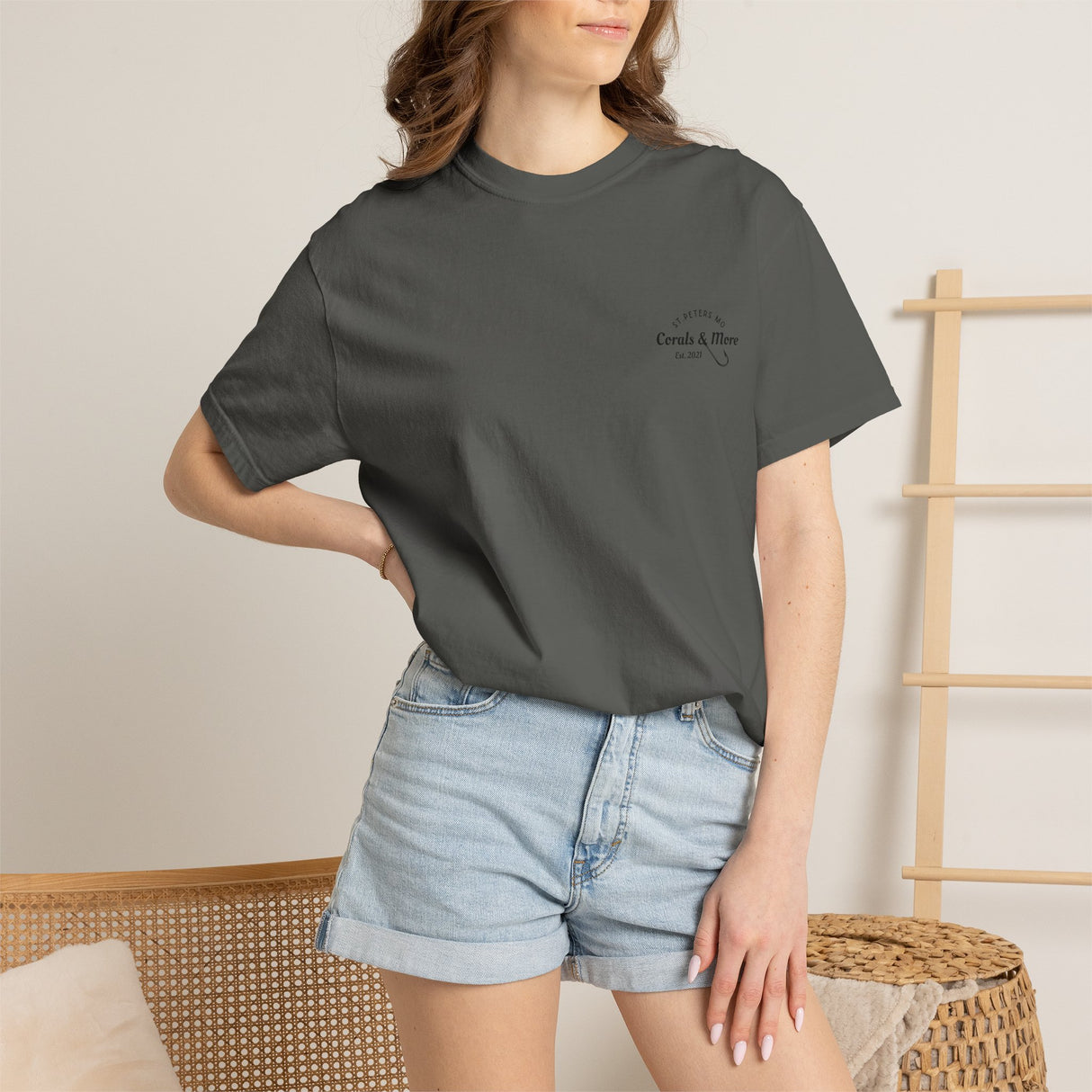 T-Shirt — 'Corals & More' American Flag Script Tee