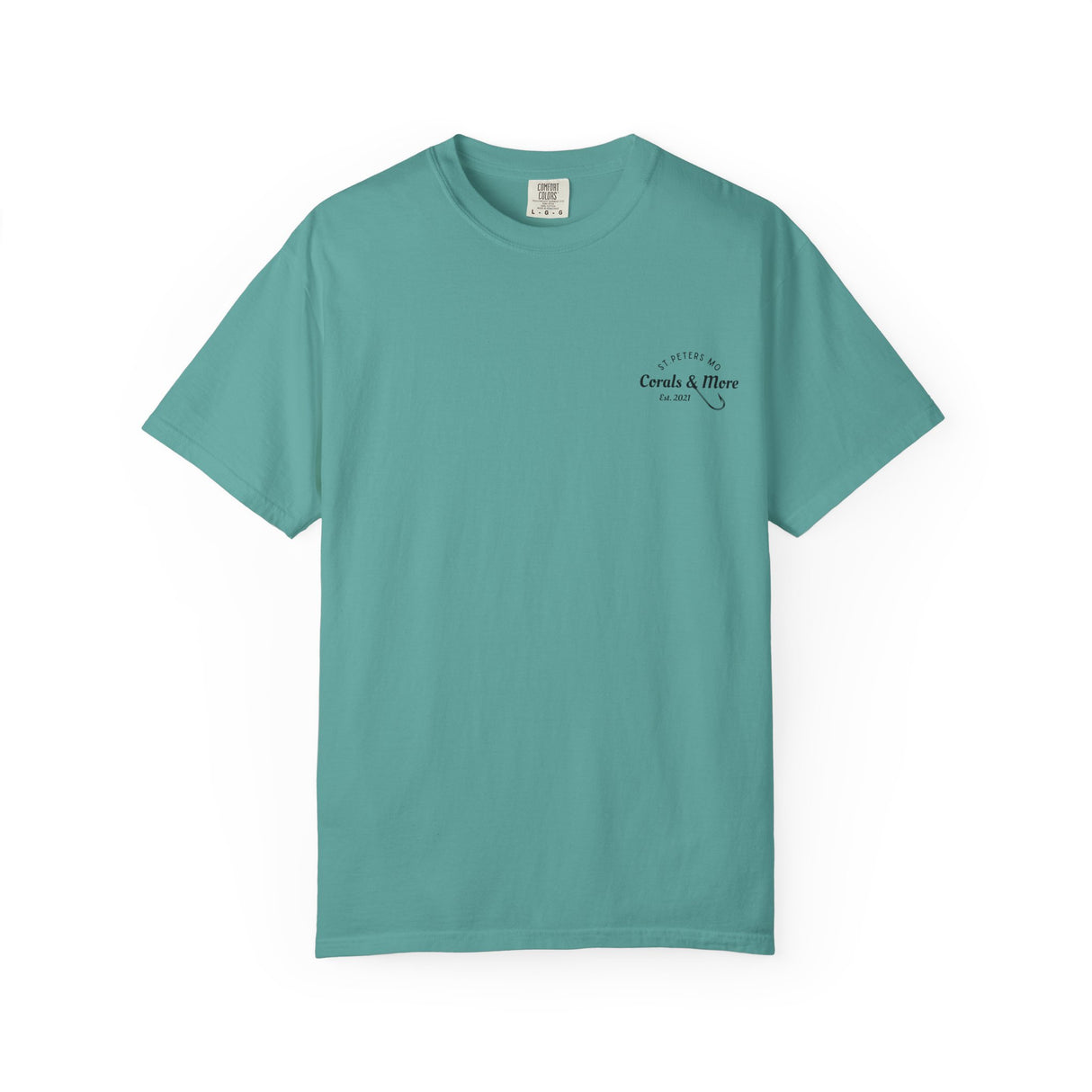T-Shirt — 'Corals & More' American Flag Script Tee