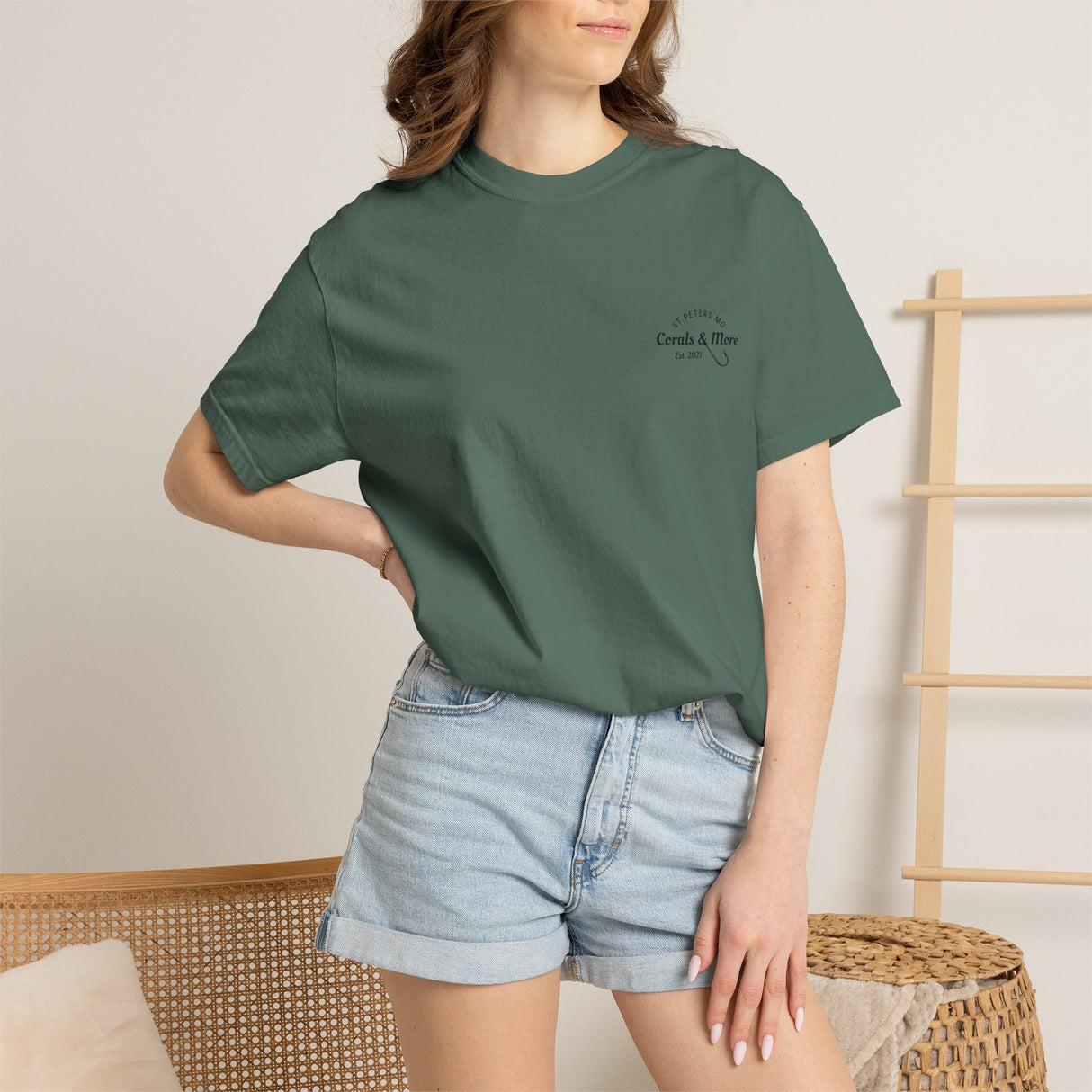 T-Shirt — 'Corals & More' American Flag Script Tee