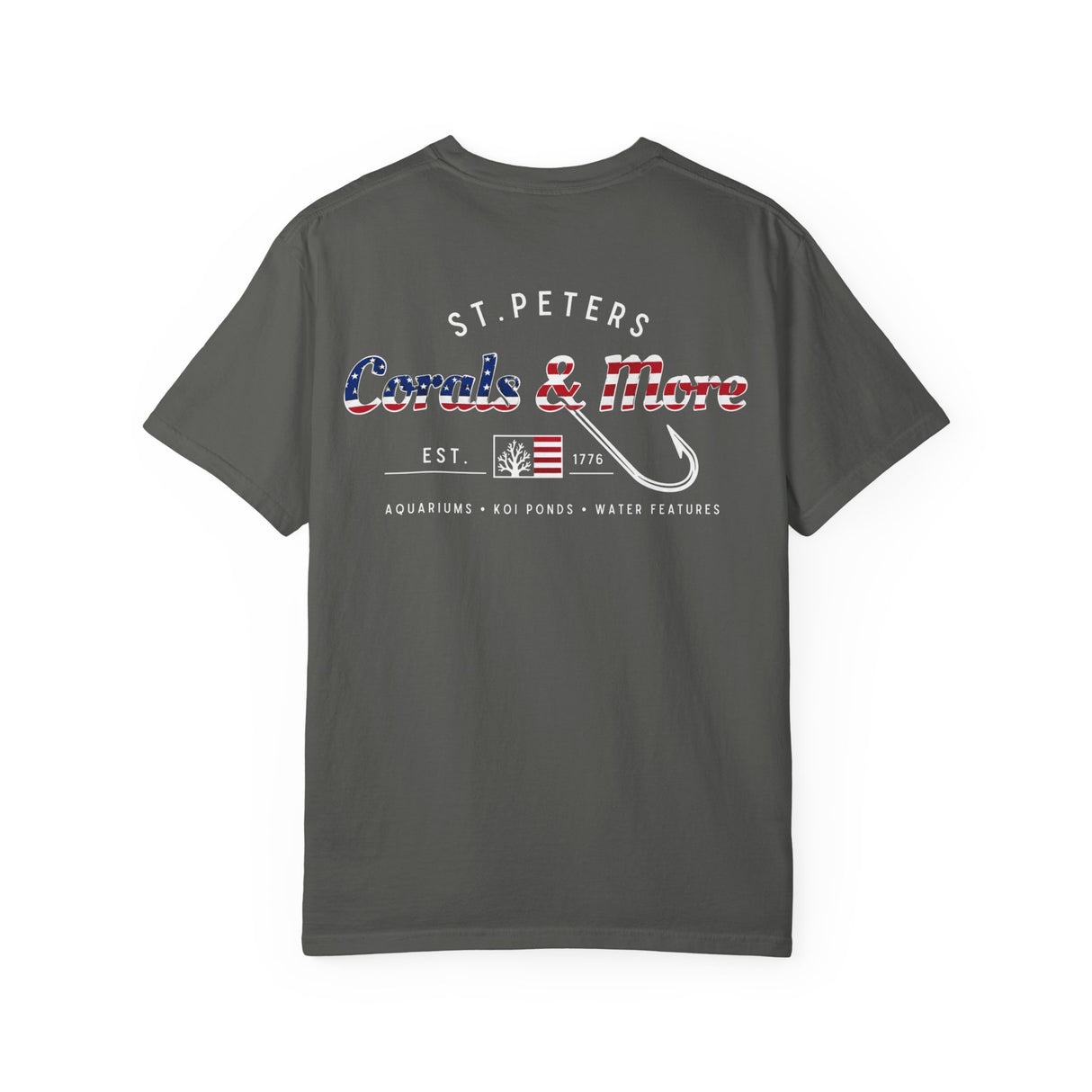 T-Shirt — 'Corals & More' American Flag Script Tee
