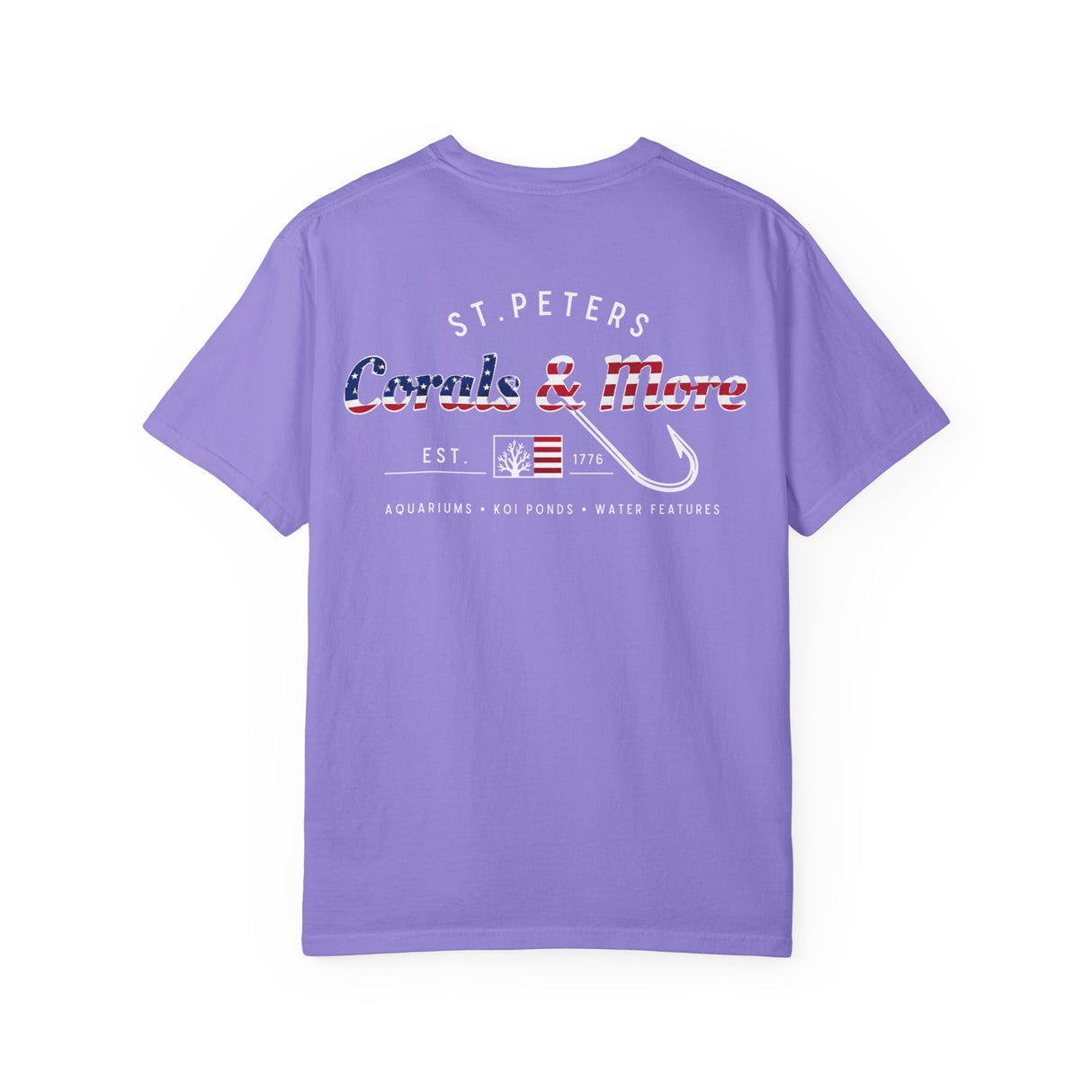 T-Shirt — 'Corals & More' American Flag Script Tee