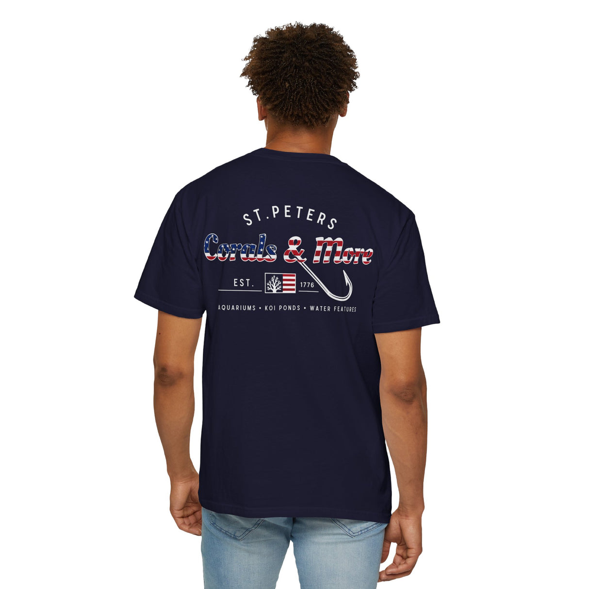 T-Shirt — 'Corals & More' American Flag Script Tee